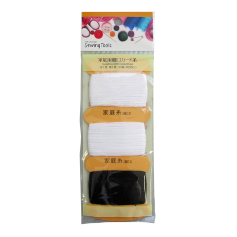 家庭糸細口カード巻３０ｍ白×白×黒